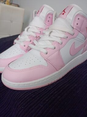 Nike Pink and White Mid-Top Sneakers